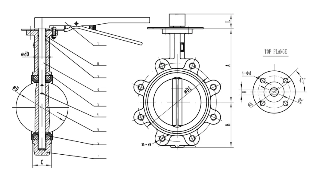lug-butterfly-valve-drawing