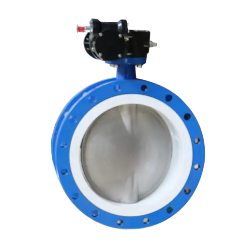 Full-PTFE-lined-double-flange-butterfly-valve