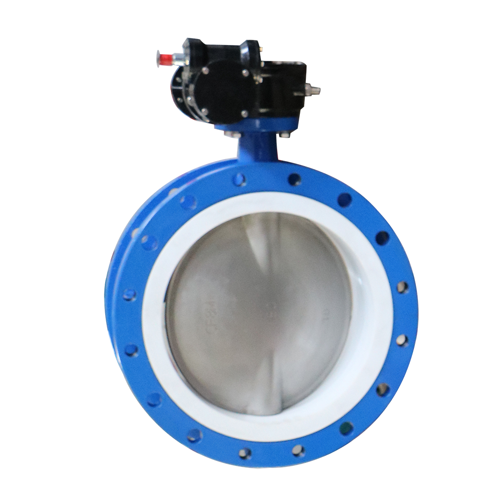 Full-PTFE-lined-double-flange-butterfly-valve