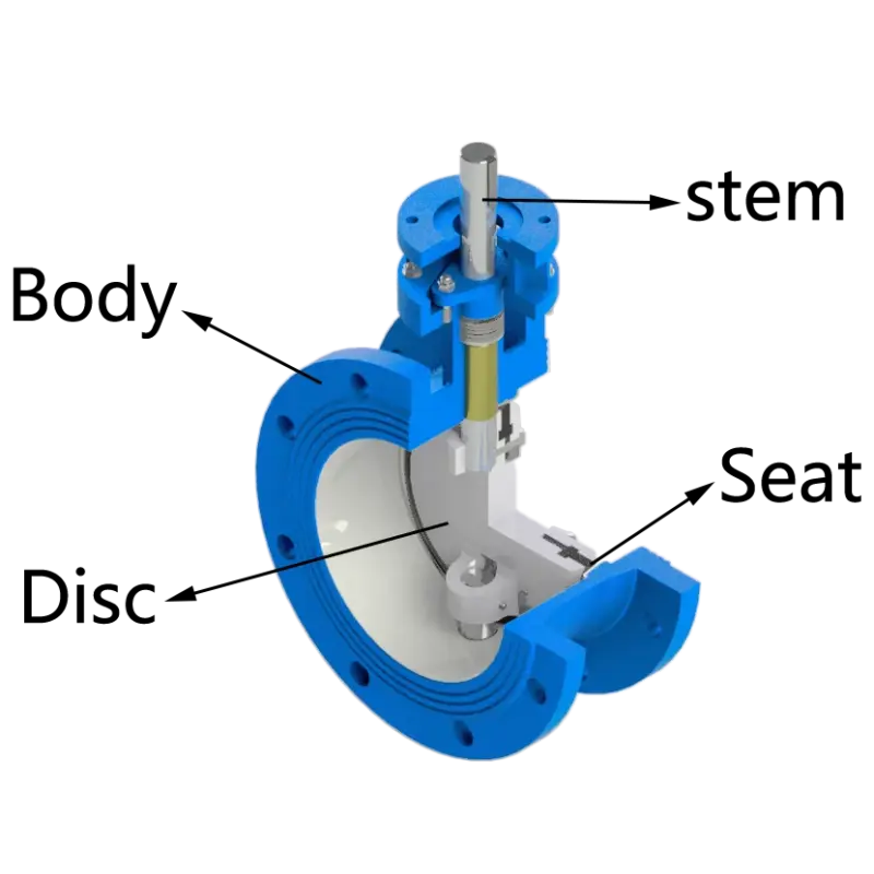 structure of double offset butterfly valve