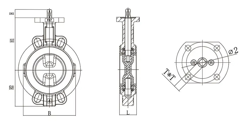 drawing-of-double-stem-butterfly-valve