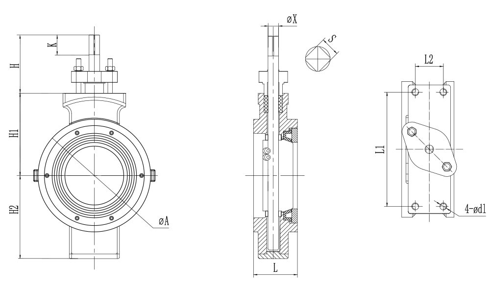 high-performance-butterfly-valve-wafer-style-drawing